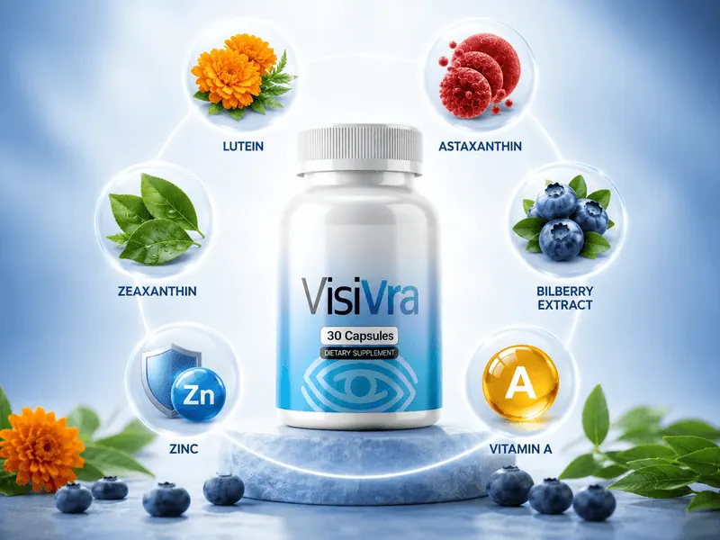 VISIVRA supplement facts panel Lutein Zeaxanthin Bilberry Astaxanthin Zinc Vitamin A